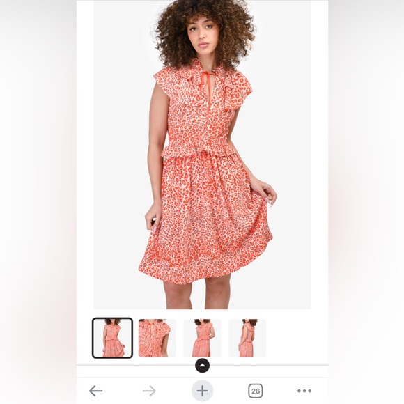 Maje White/Red Leopard Printed Ruffle Detailed Dress Size 1 (or Size Small) - Picture 1 of 8